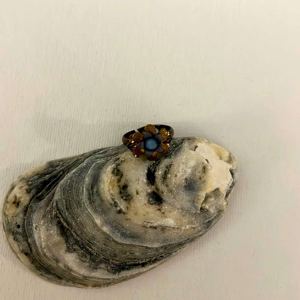 Michal Negrin Bronze & Periwinkle Flower Ring